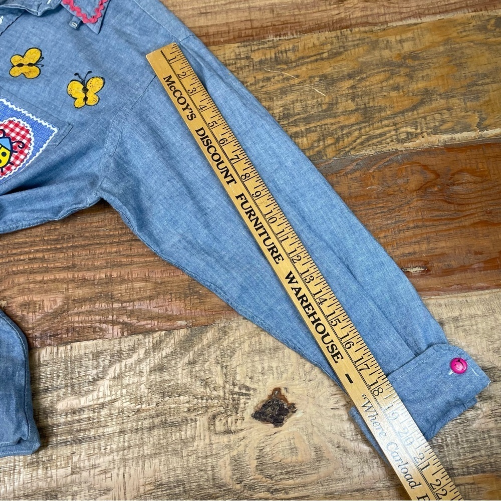 Vintage Upcycled Hand crafted Chambray size 16 1/2 sunflowers cow cottagecore - Picture 10 of 15
